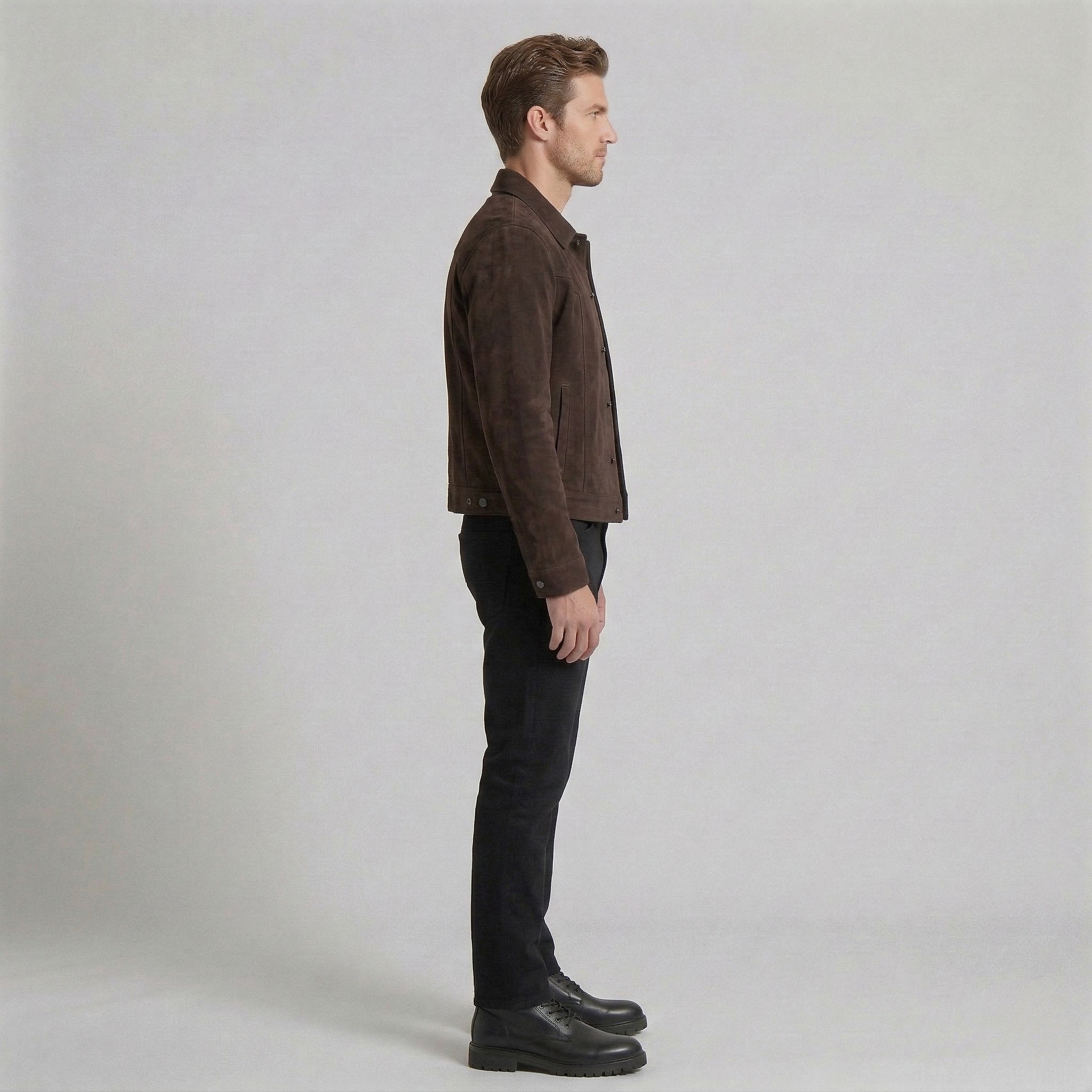 Men's Faux-Suede Button Jacket