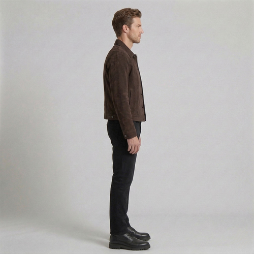 Men's Faux-Suede Button Jacket