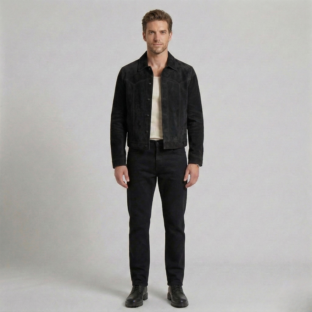 Men's Faux-Suede Button Jacket