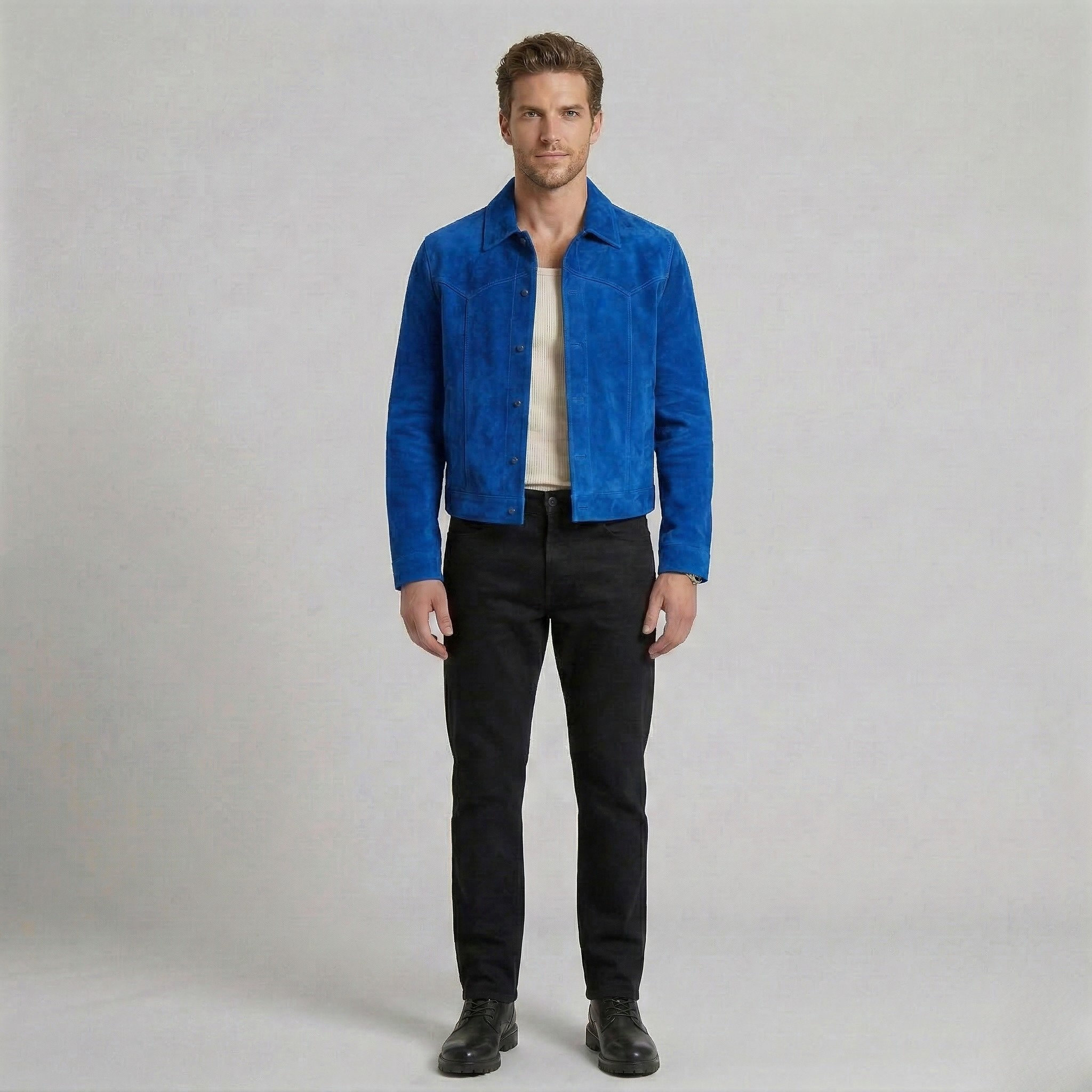 Men's Faux-Suede Button Jacket