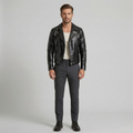 Men's Glossy Faux-Leather Moto Jacket
