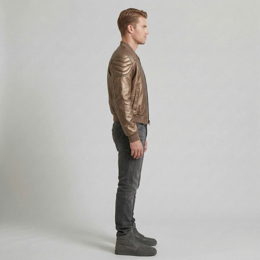 Men's Metallic Quilted Bomber Jacket