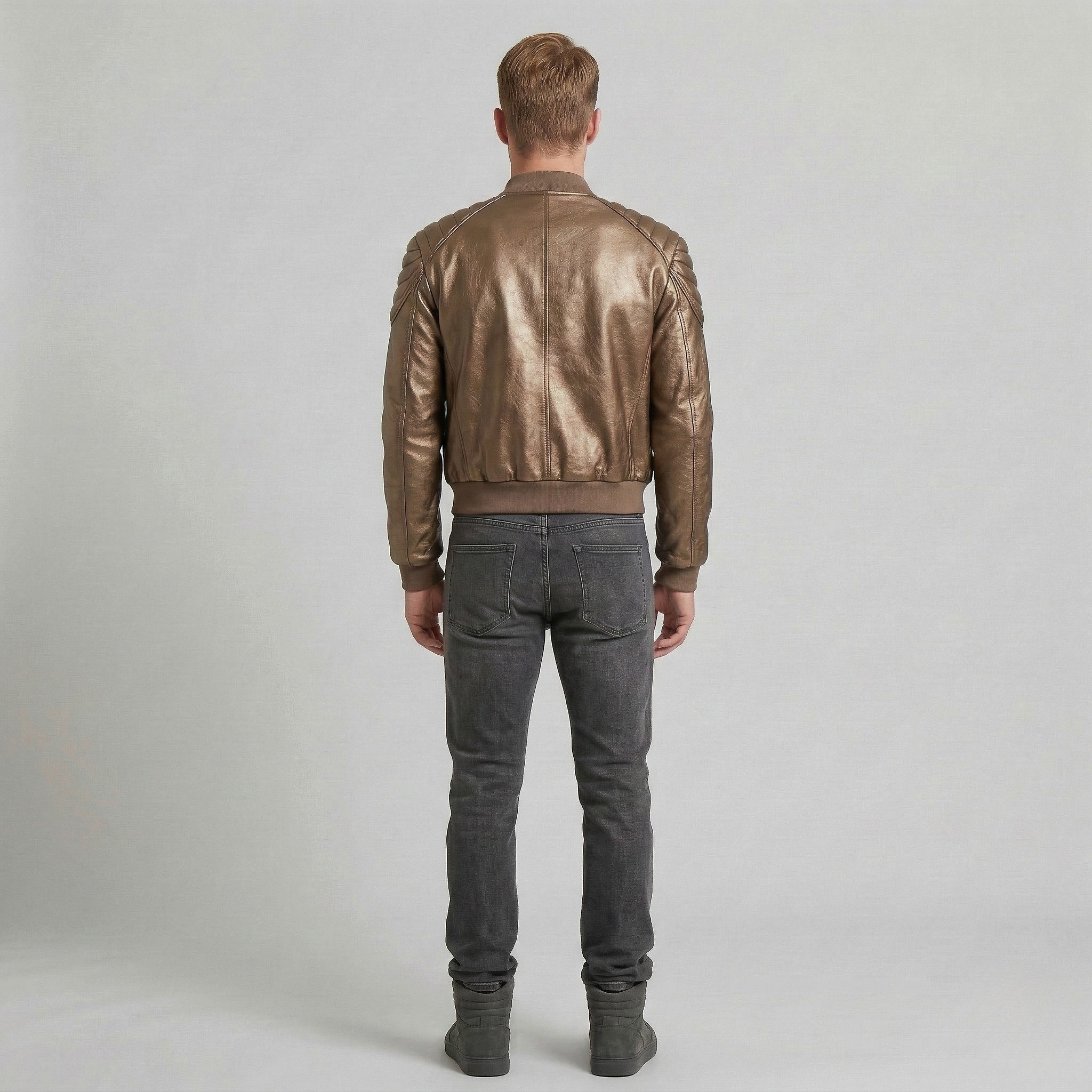 Men's Metallic Quilted Bomber Jacket