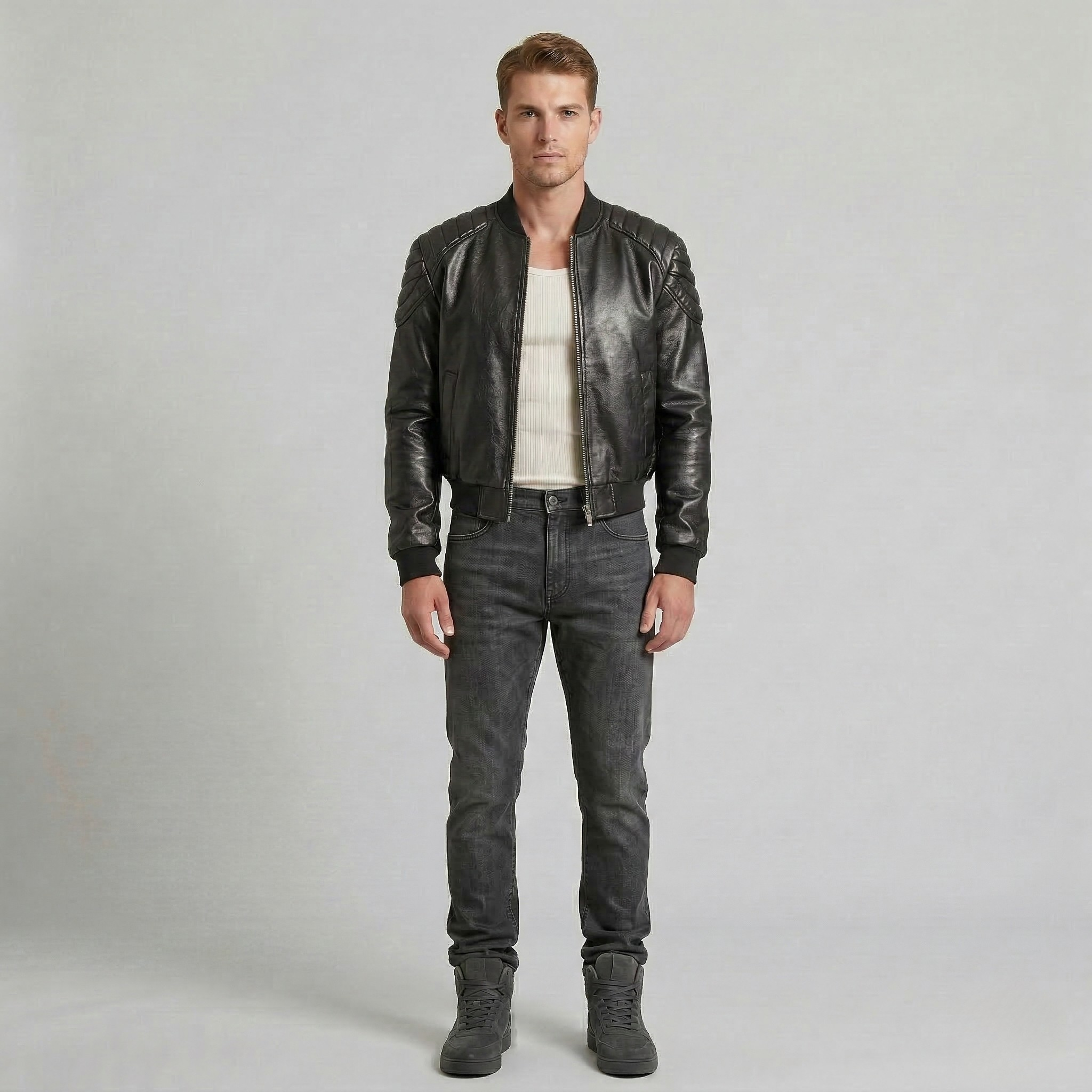 Men's Metallic Quilted Bomber Jacket