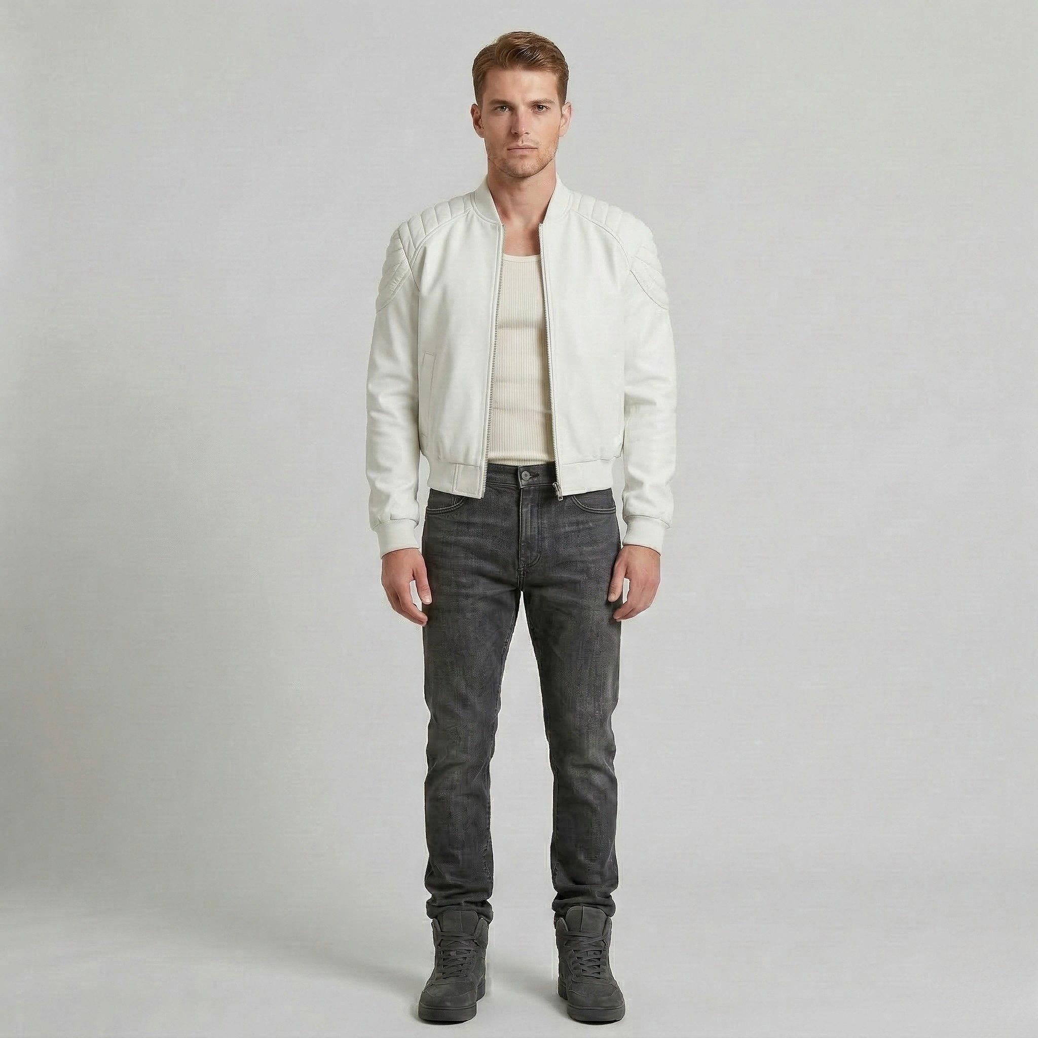 Men's Metallic Quilted Bomber Jacket