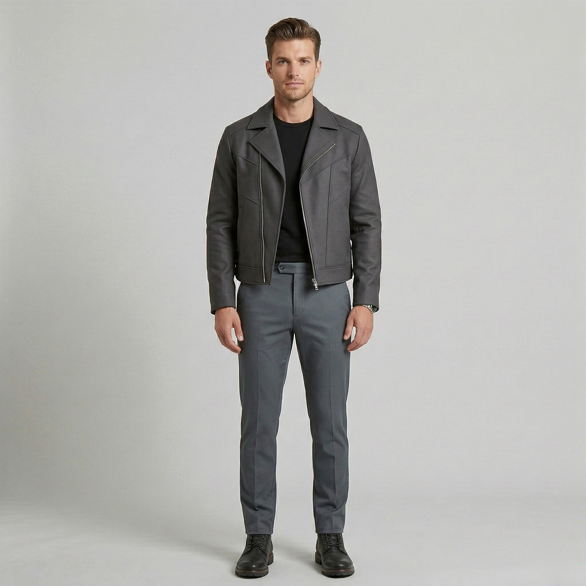 Men's Zip-Up Moto Jacket