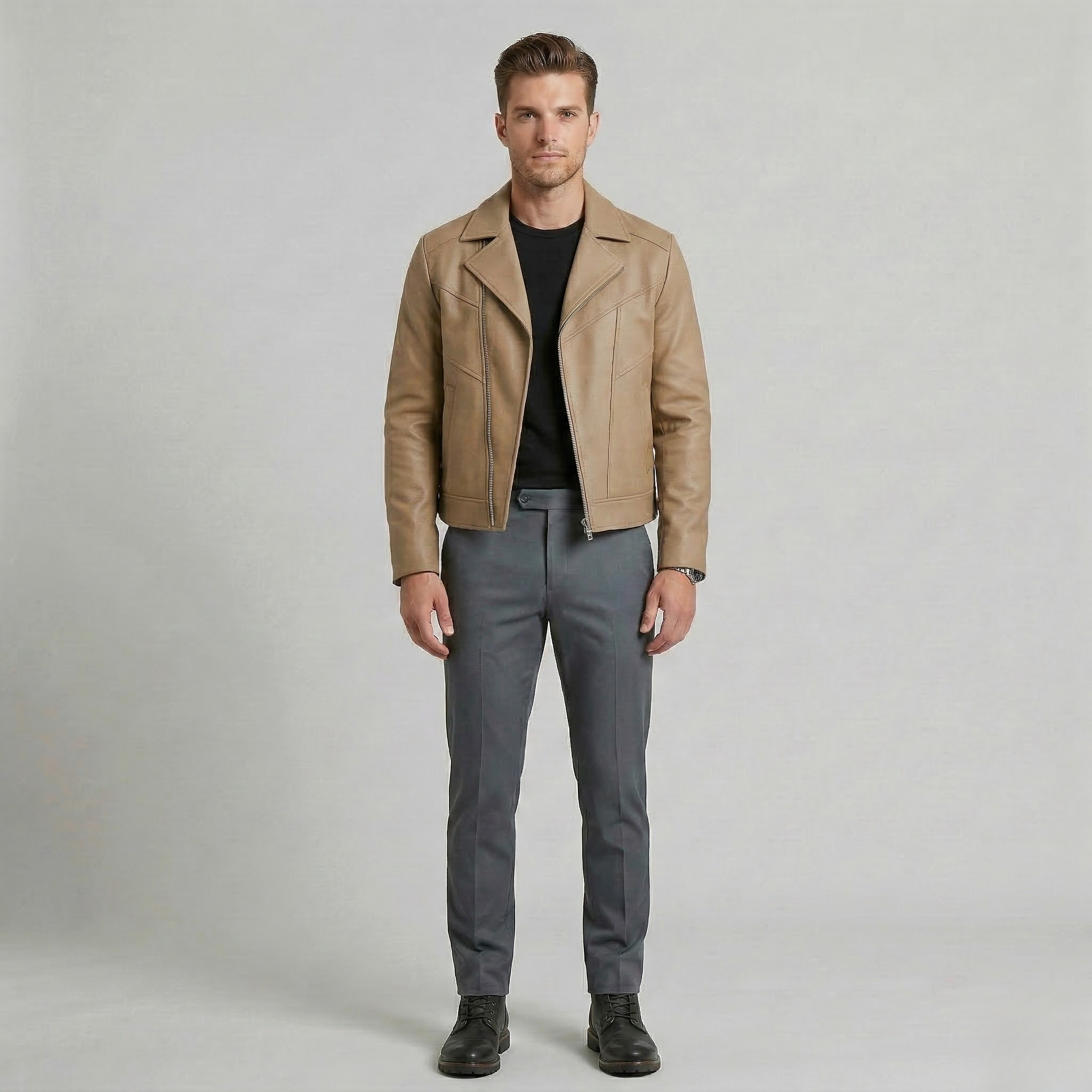 Men's Zip-Up Moto Jacket