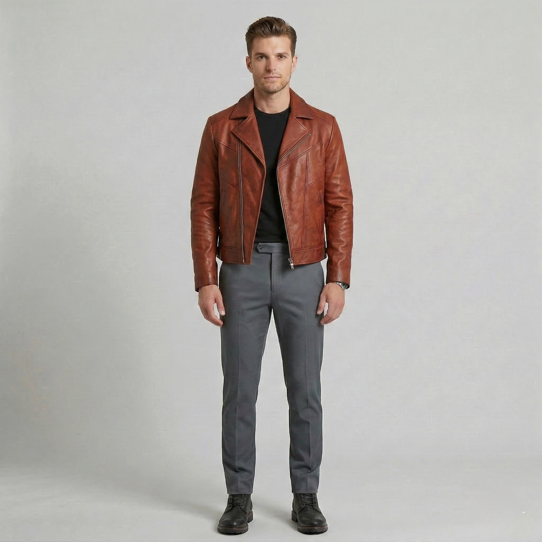 Men's Zip-Up Moto Jacket