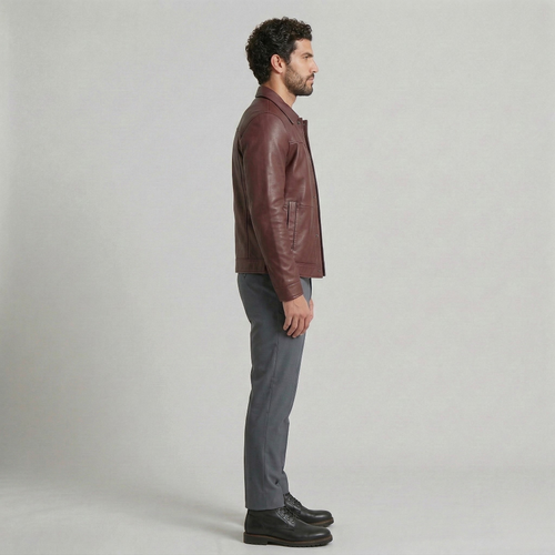 Men's Faux-Leather Button Jacket