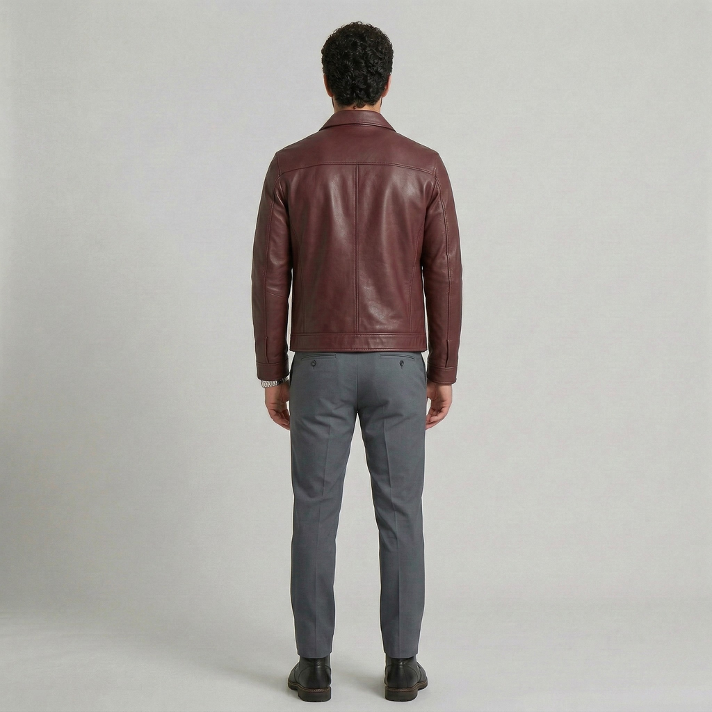 Men's Faux-Leather Button Jacket