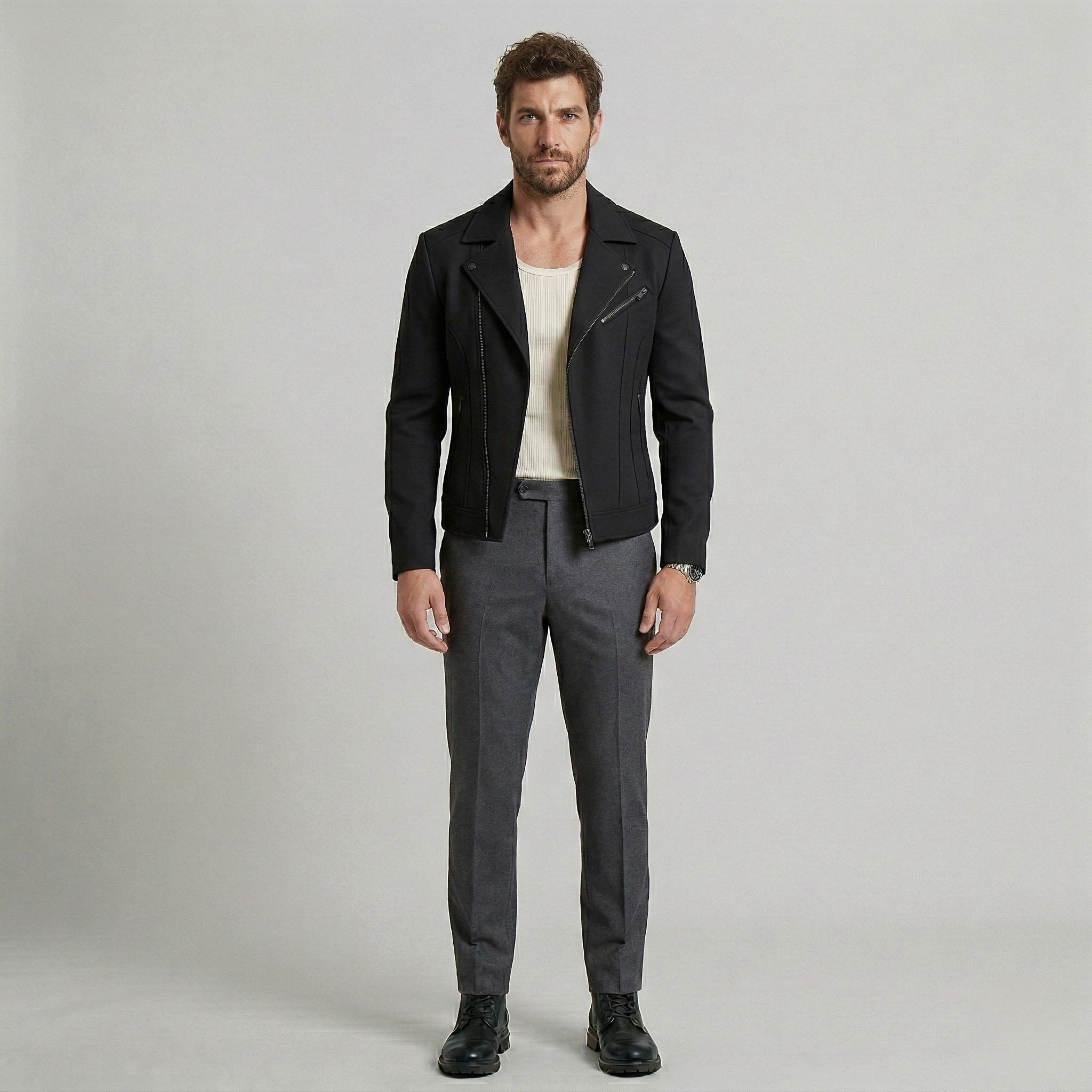 Men's Faux-Leather Moto Jacket