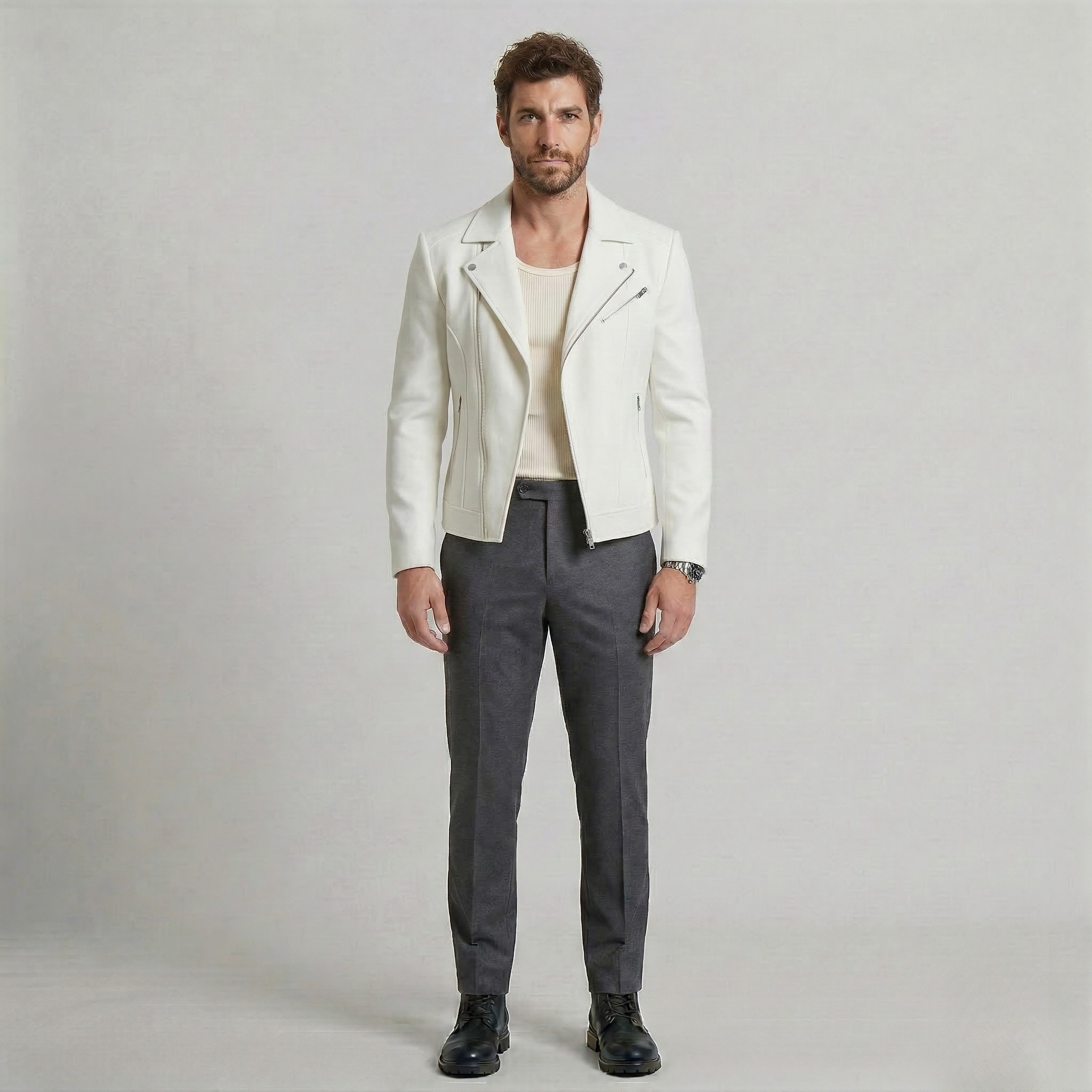 Men's Faux-Leather Moto Jacket