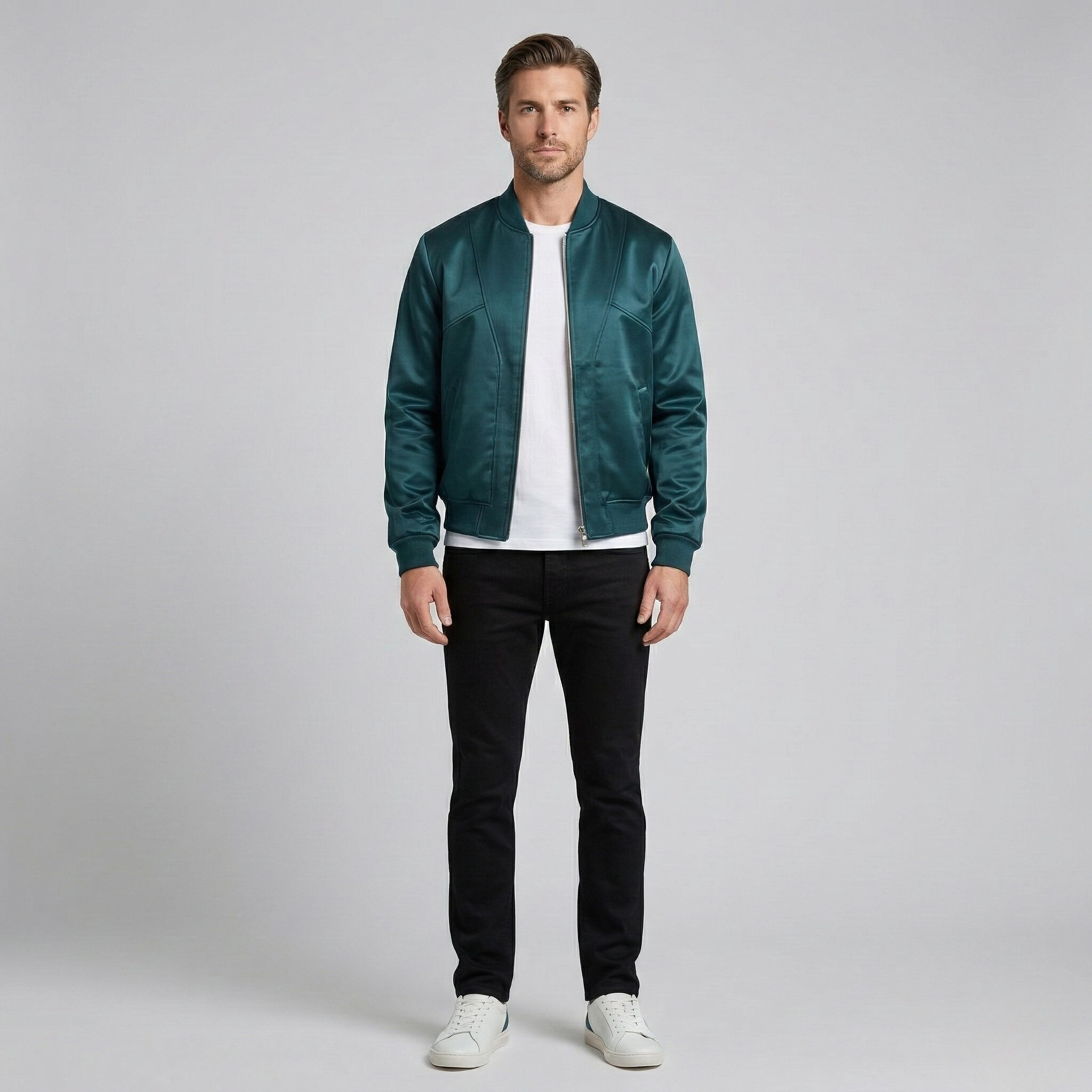 Men's Satin-Finish Bomber Jacket