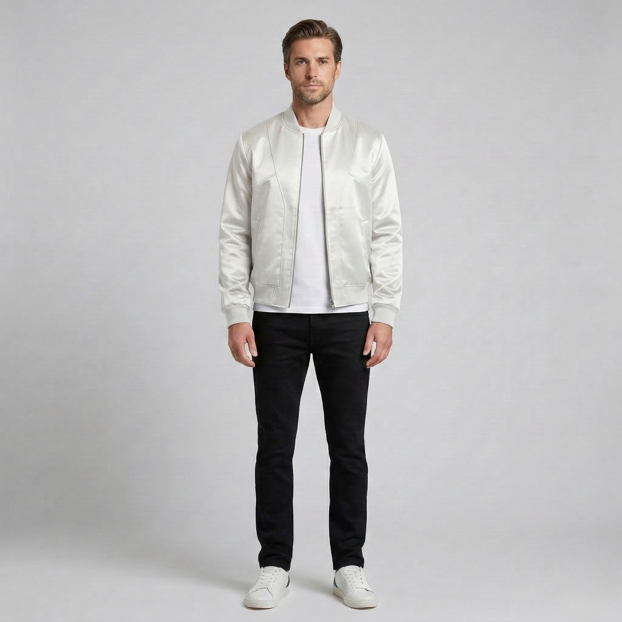 Men's Satin-Finish Bomber Jacket