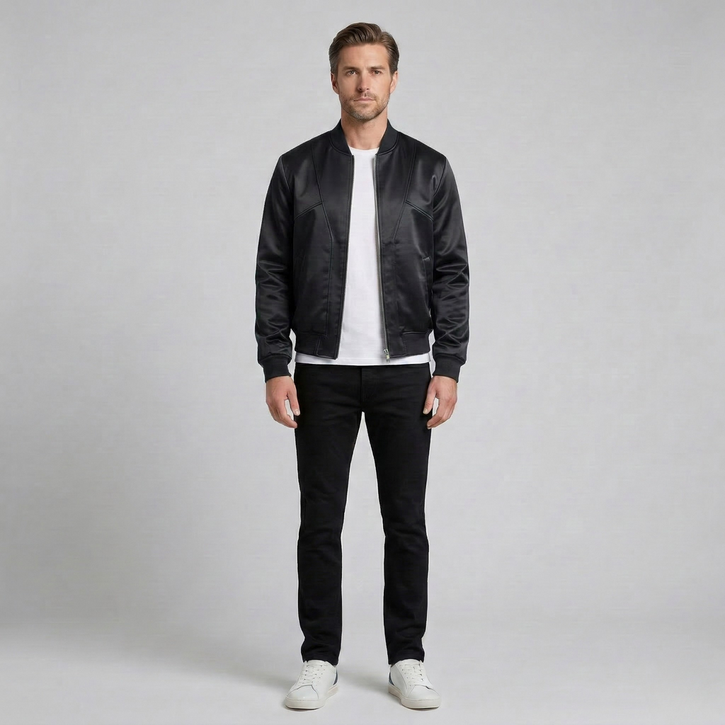 Men's Satin-Finish Bomber Jacket