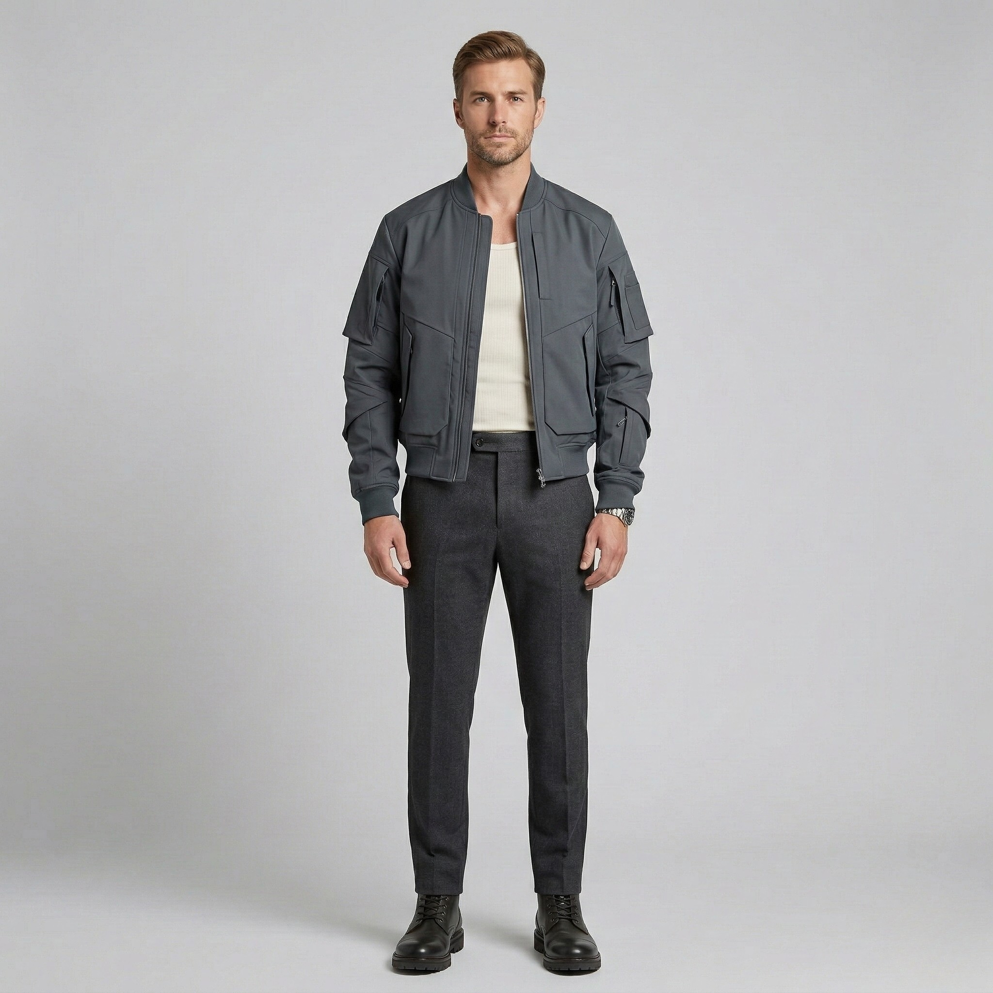 Men's Utility Pocket Bomber Jacket