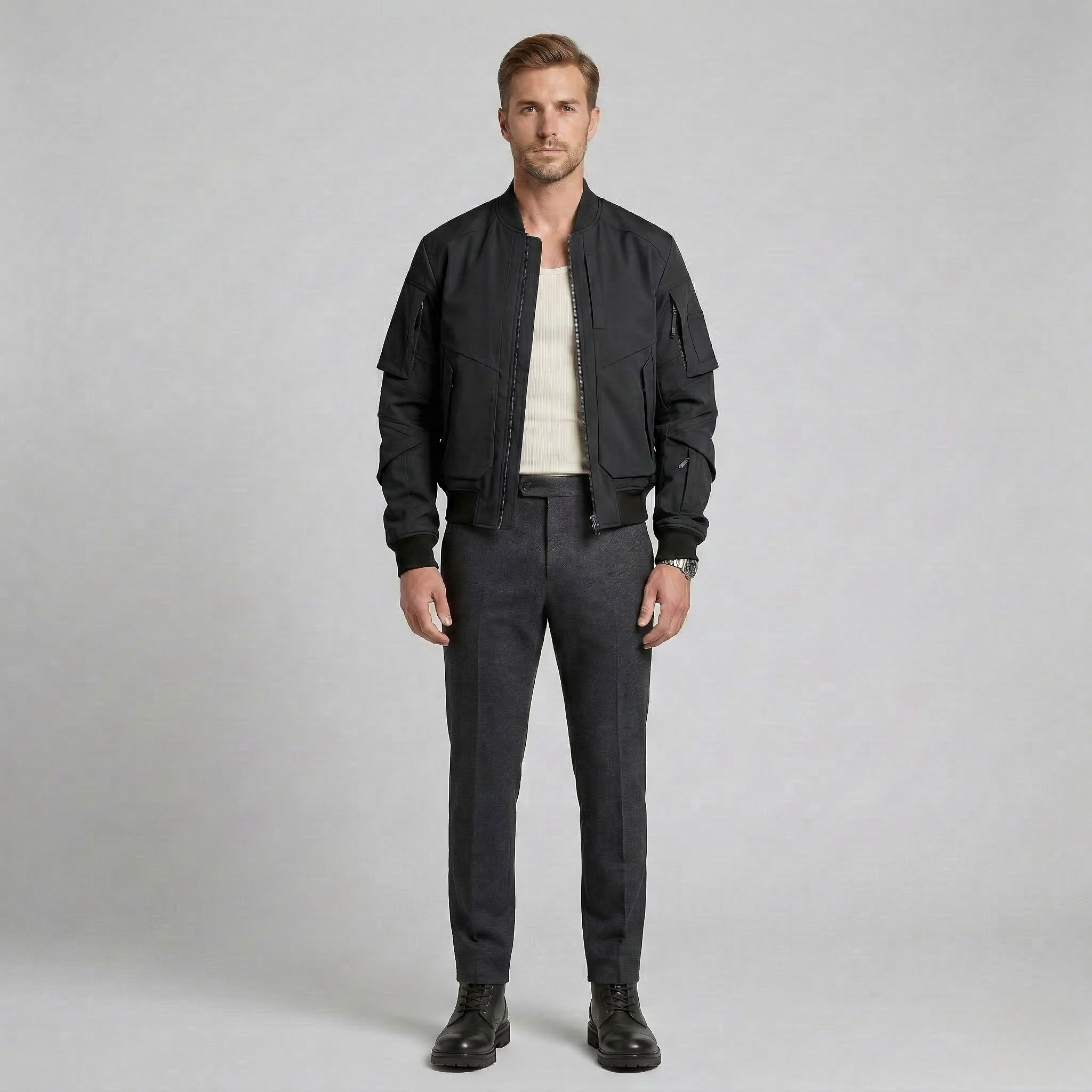 Men's Utility Pocket Bomber Jacket
