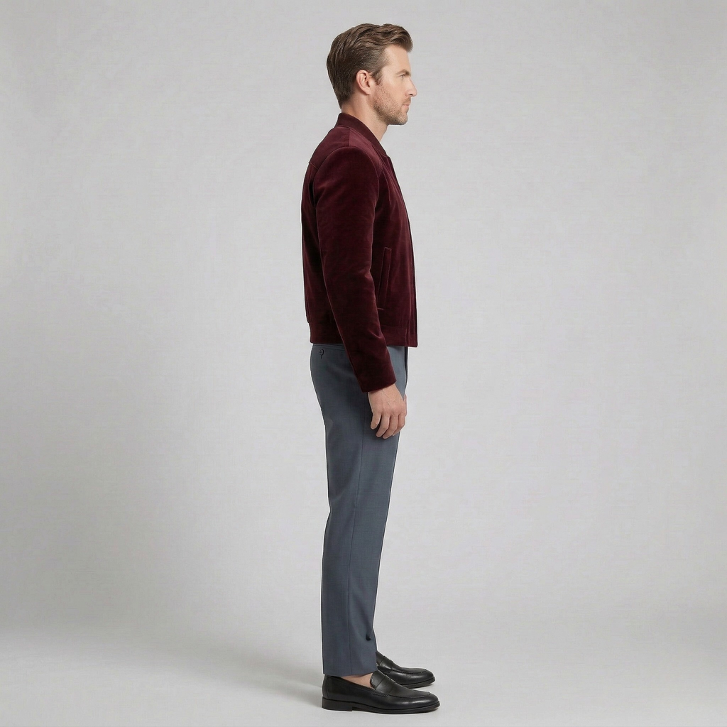 Men's Velvet-Finish Bomber Jacket