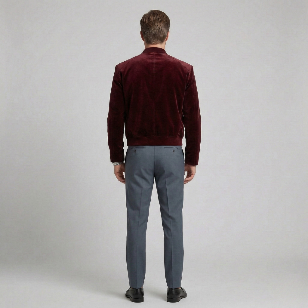 Men's Velvet-Finish Bomber Jacket