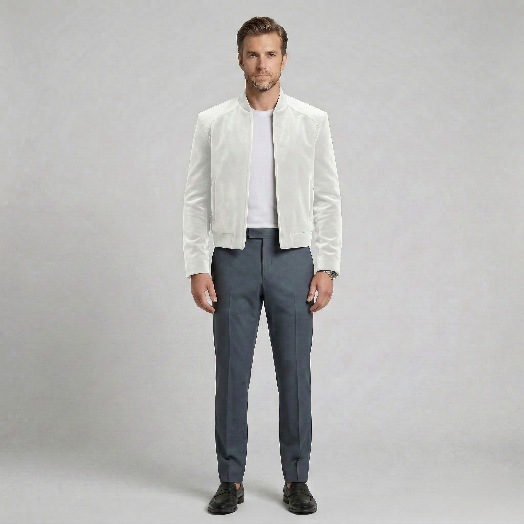 Men's Velvet-Finish Bomber Jacket