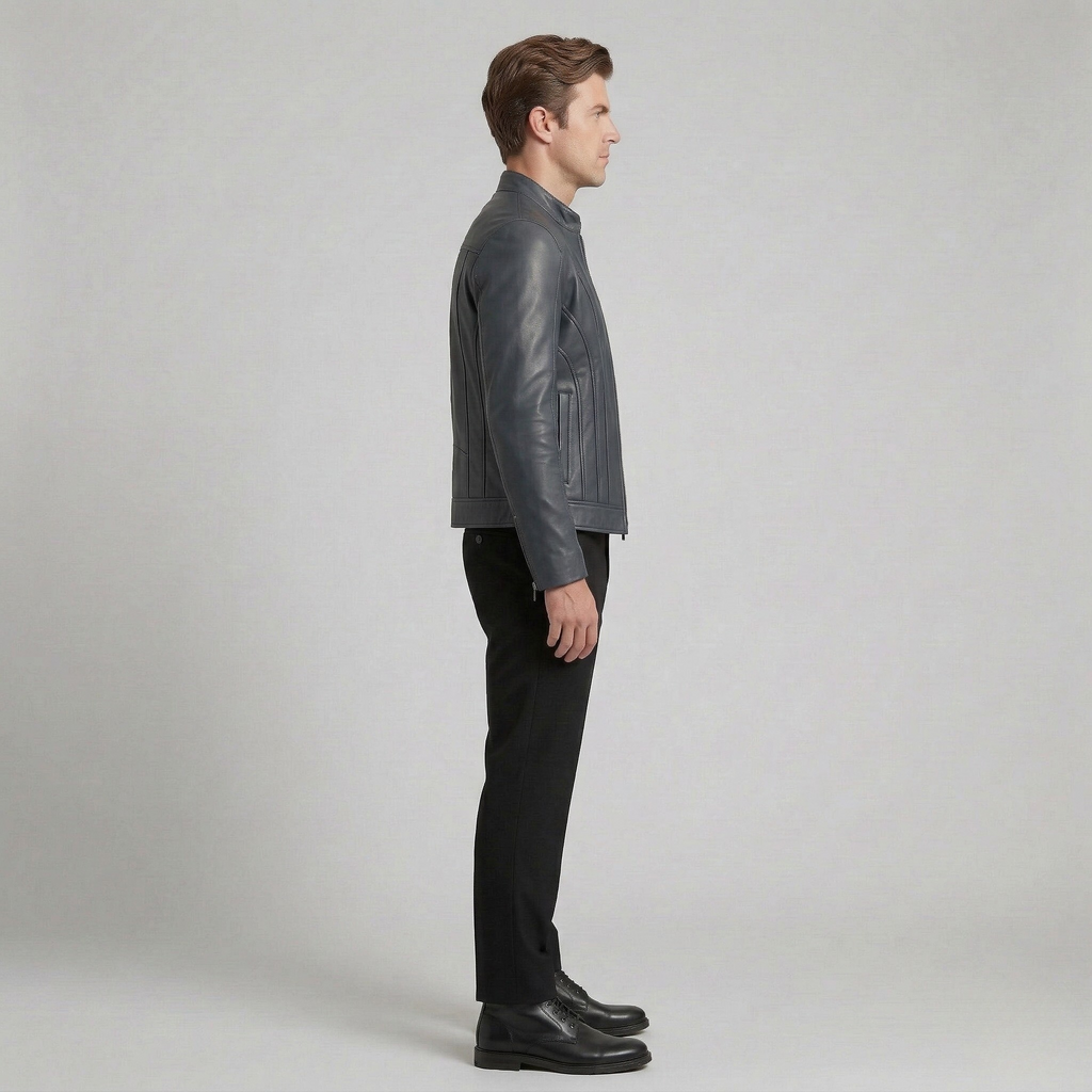 Men's Structured Faux-Leather Jacket