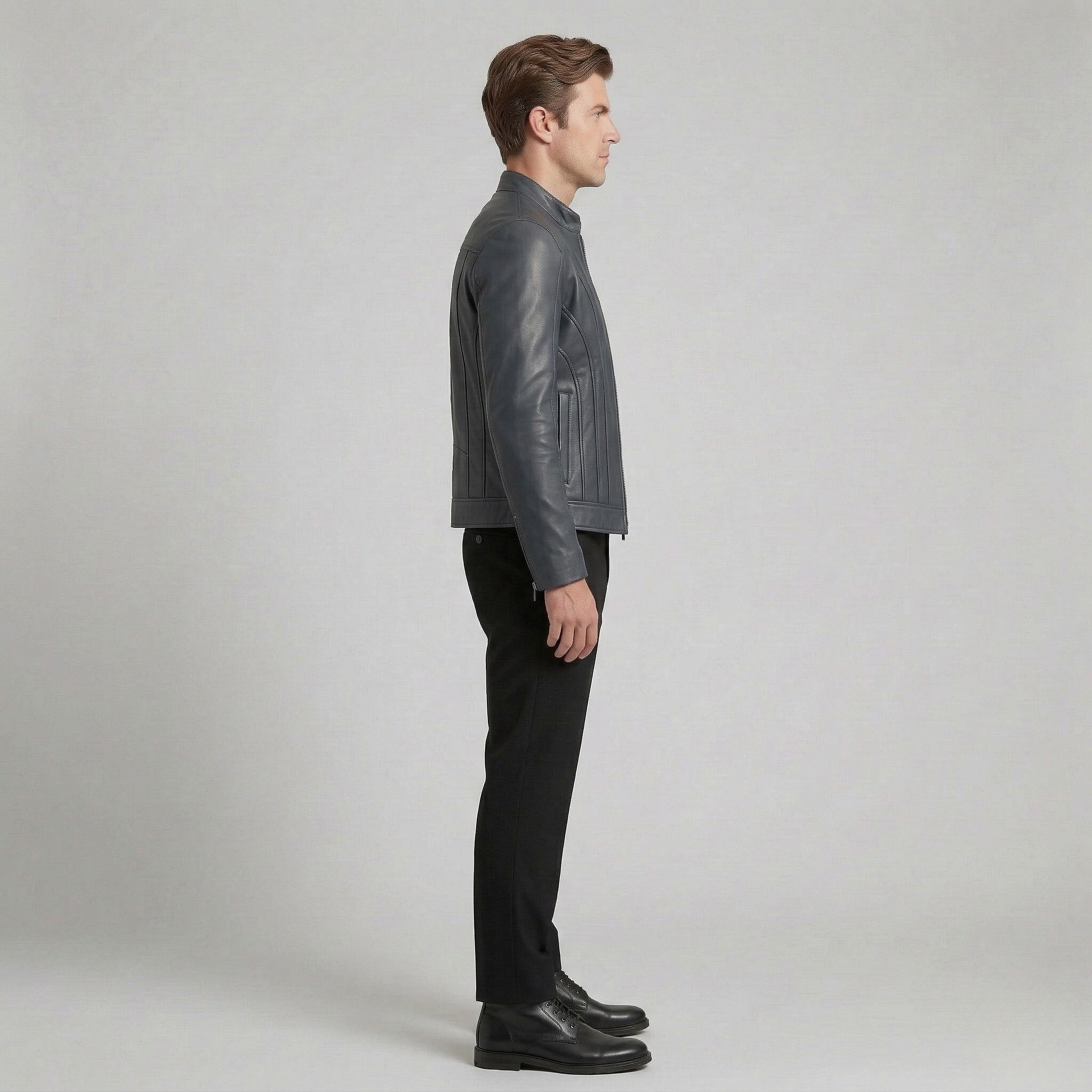 Men's Structured Faux-Leather Jacket