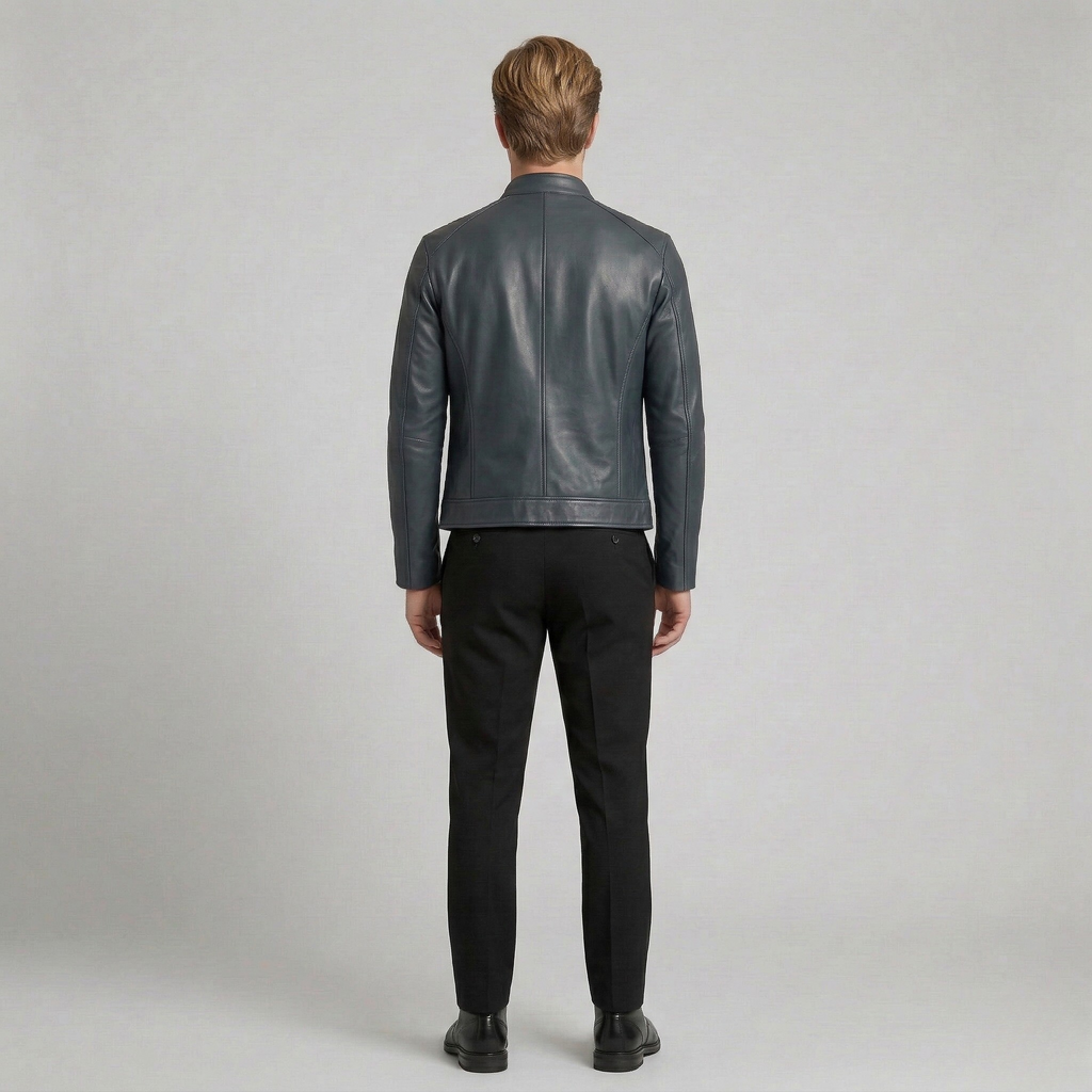 Men's Structured Faux-Leather Jacket