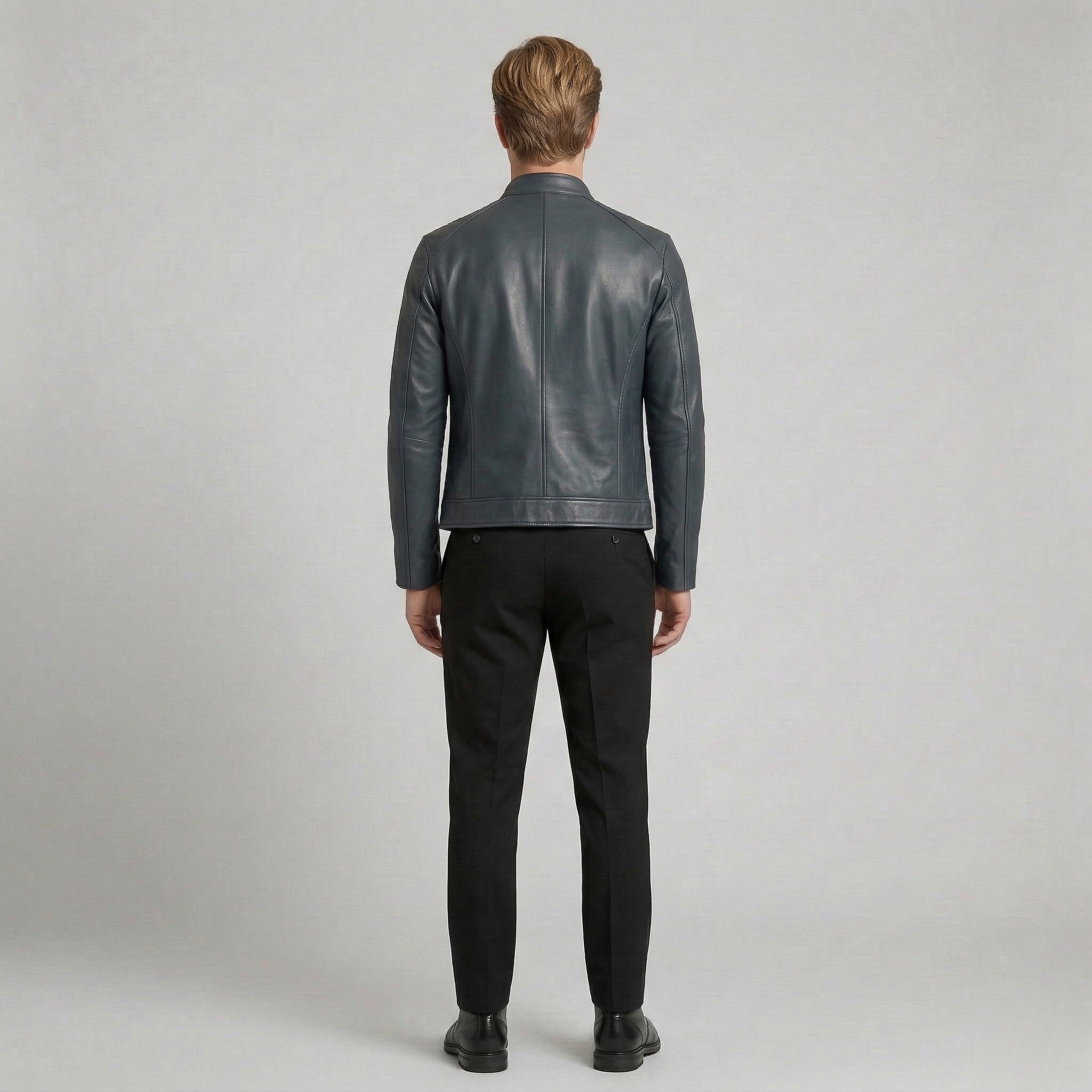 Men's Structured Faux-Leather Jacket