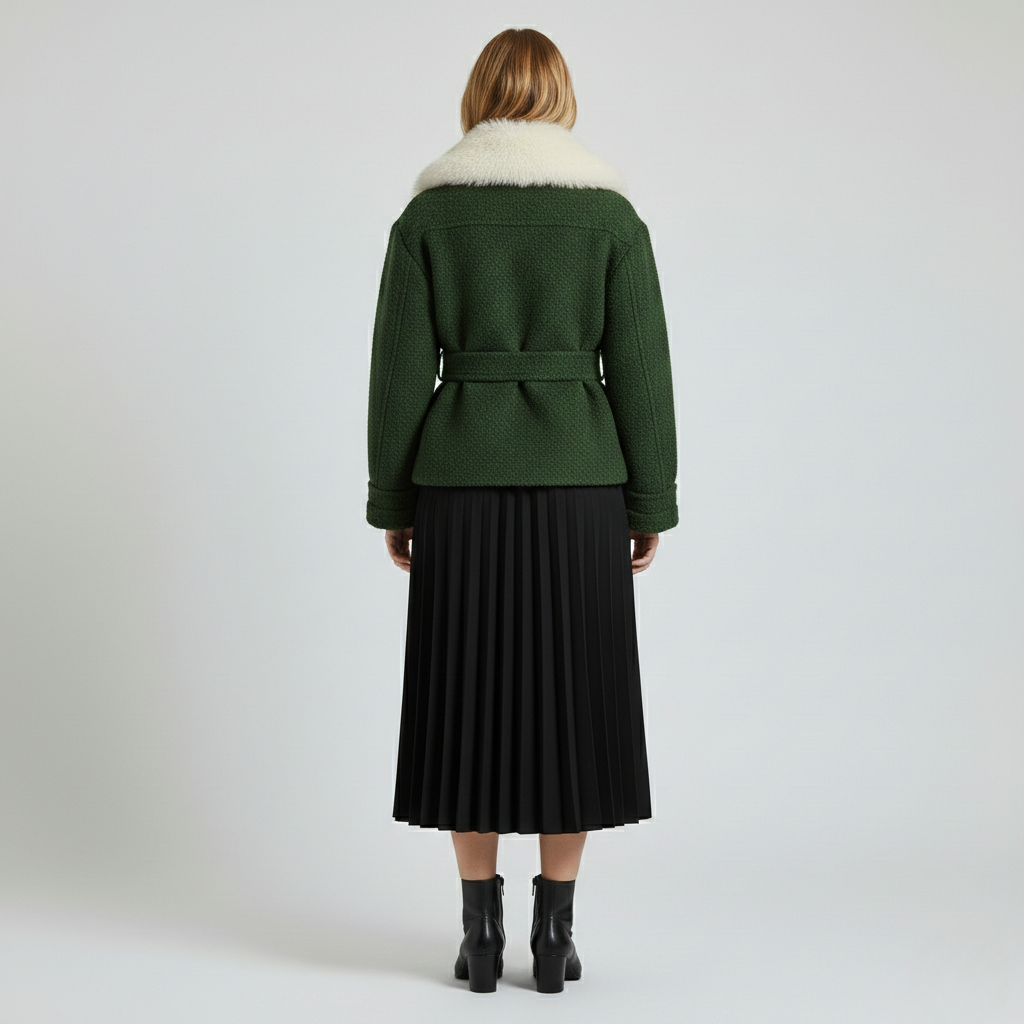 Women's Faux-Fur Collar Belted Jacket