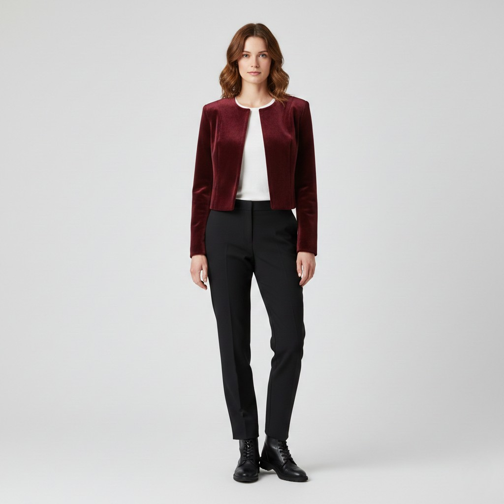 Women's Velvet-Finish Cropped Jacket
