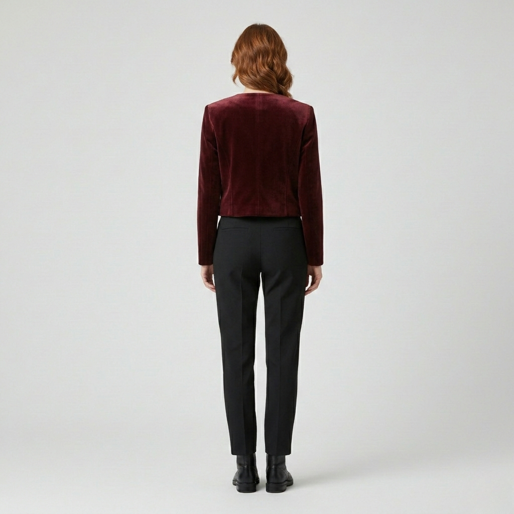 Women's Velvet-Finish Cropped Jacket
