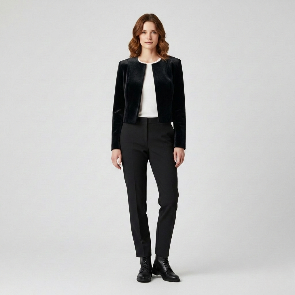 Women's Velvet-Finish Cropped Jacket