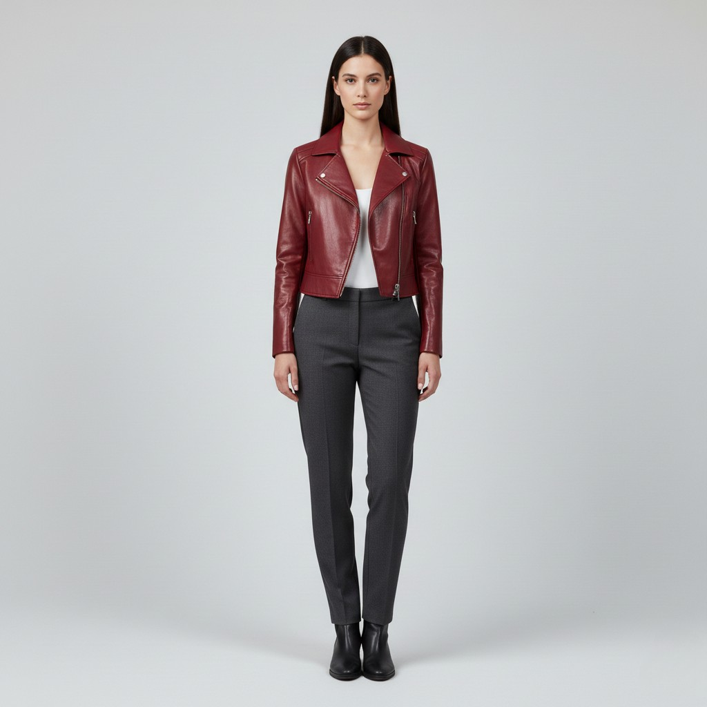 Women's Cropped Faux-Leather Moto Jacket