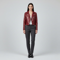 Women's Cropped Faux-Leather Moto Jacket