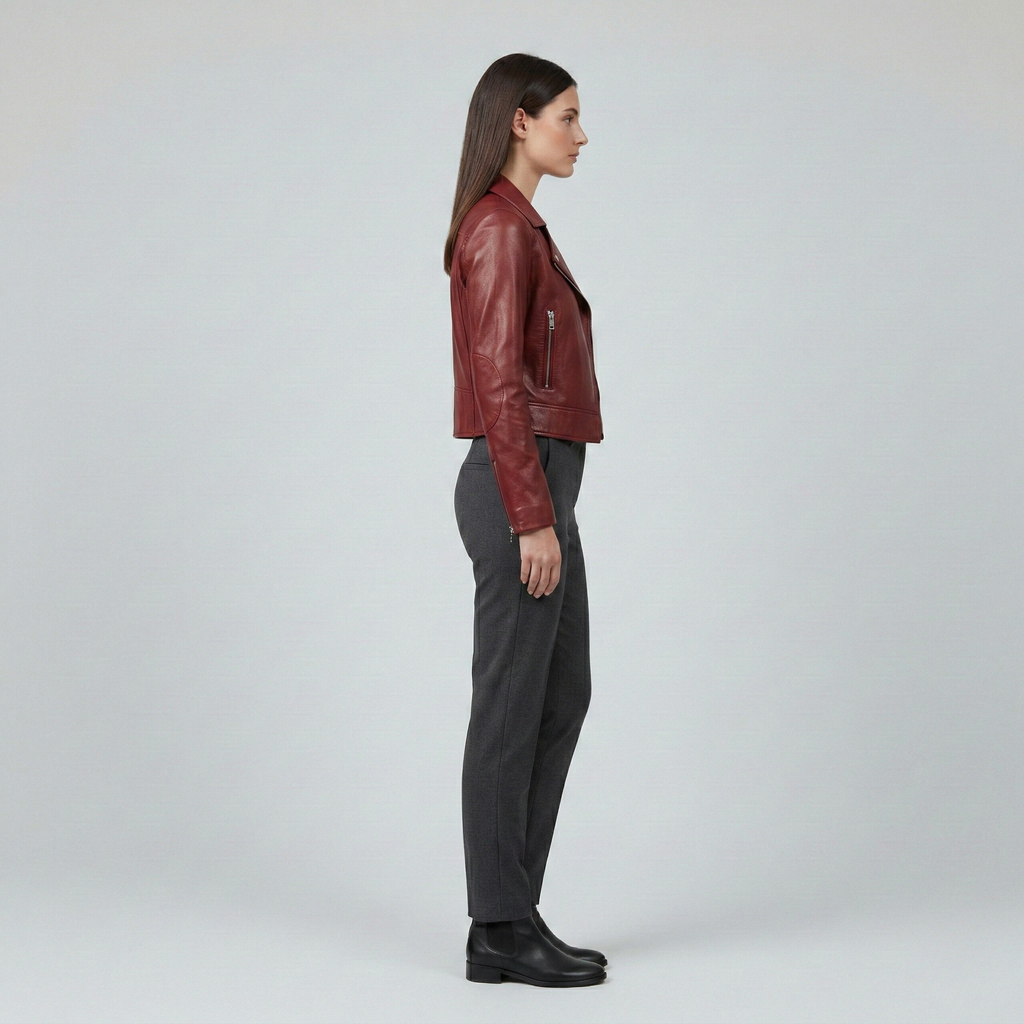 Women's Cropped Faux-Leather Moto Jacket