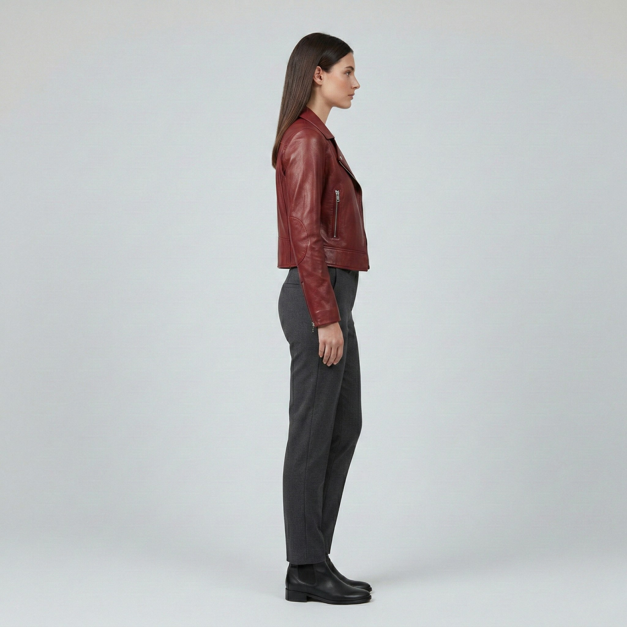 Women's Cropped Faux-Leather Moto Jacket