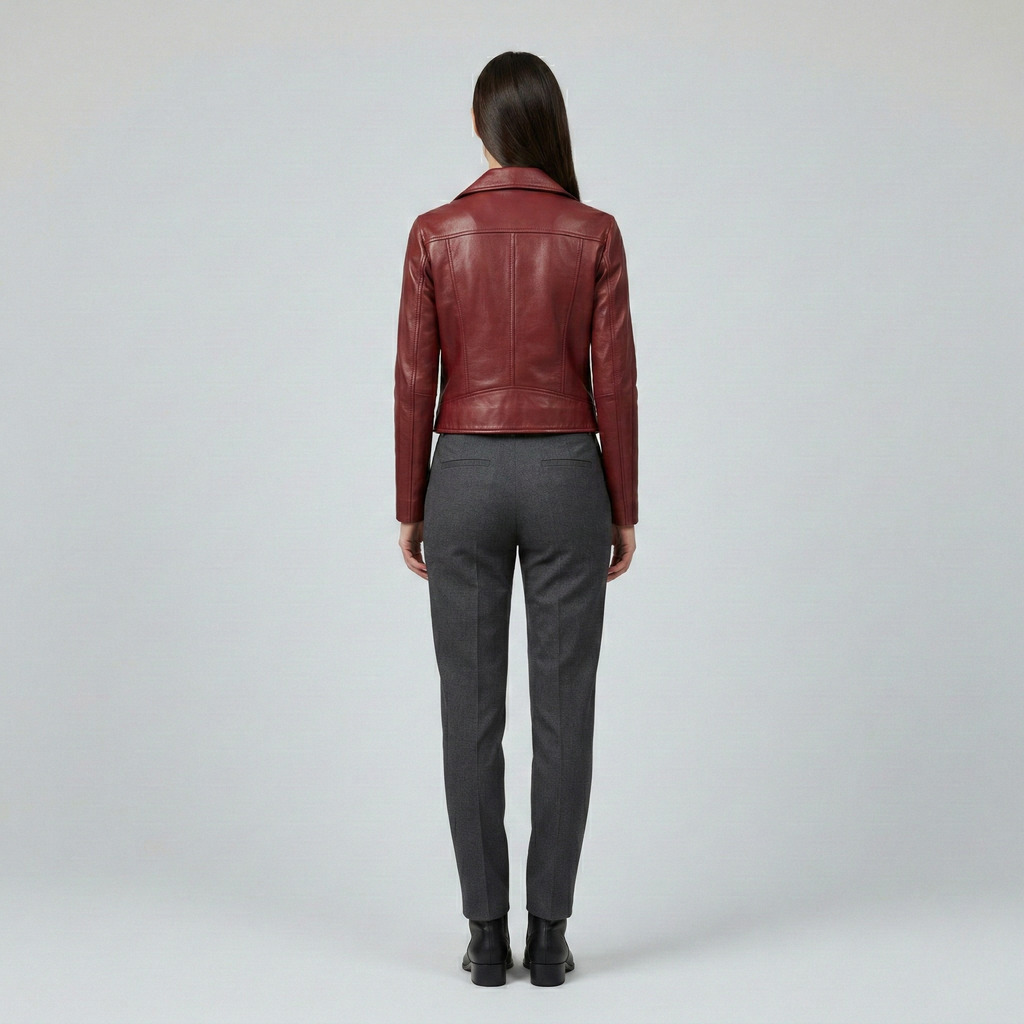 Women's Cropped Faux-Leather Moto Jacket