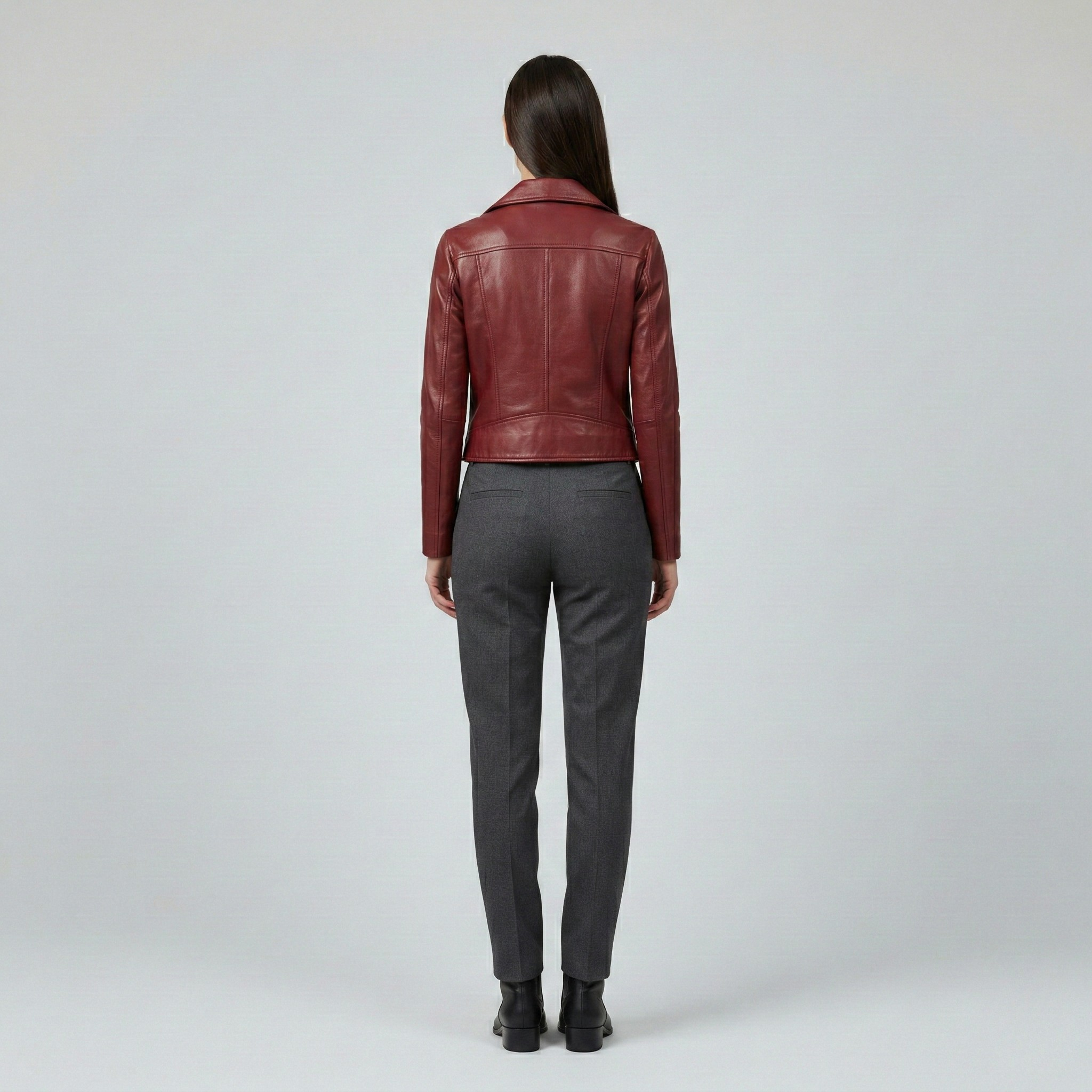 Women's Cropped Faux-Leather Moto Jacket