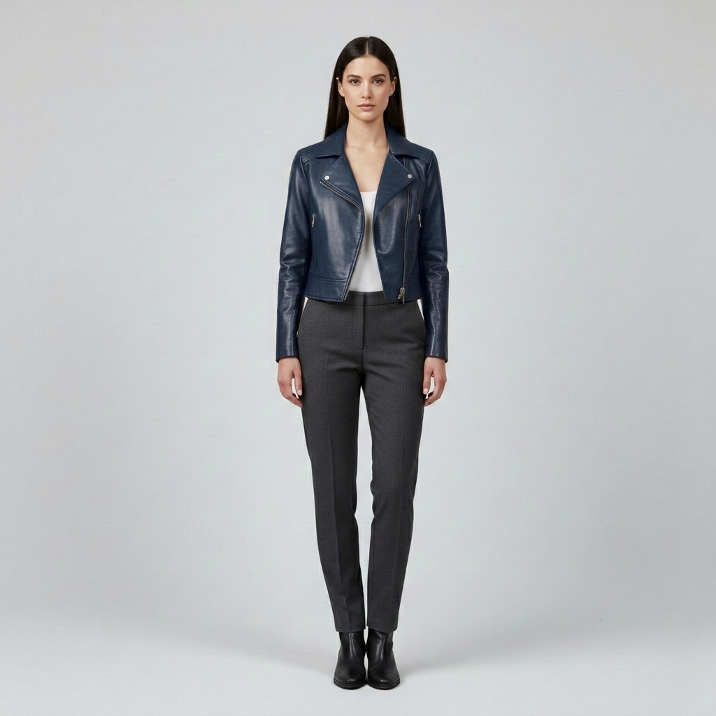 Women's Cropped Faux-Leather Moto Jacket