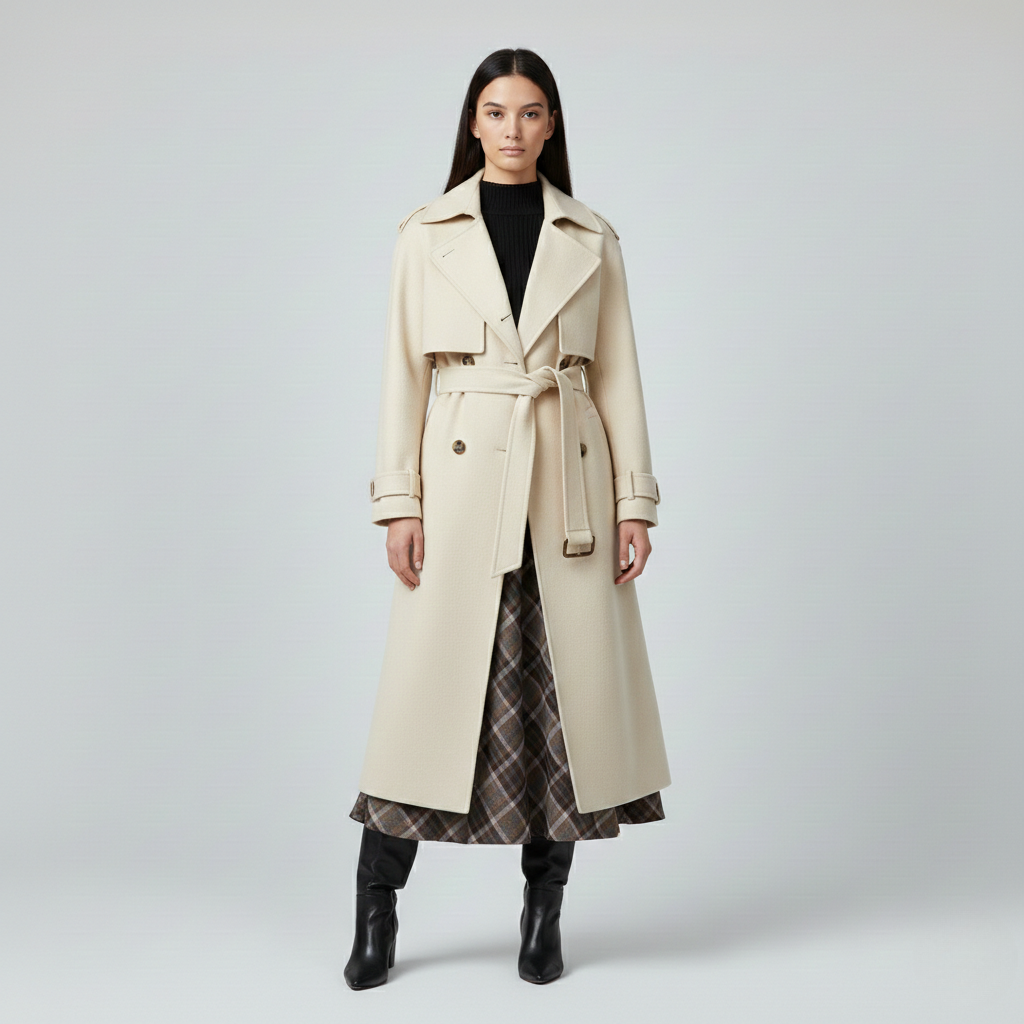 Women's Belted Double-Breasted Trench Coat