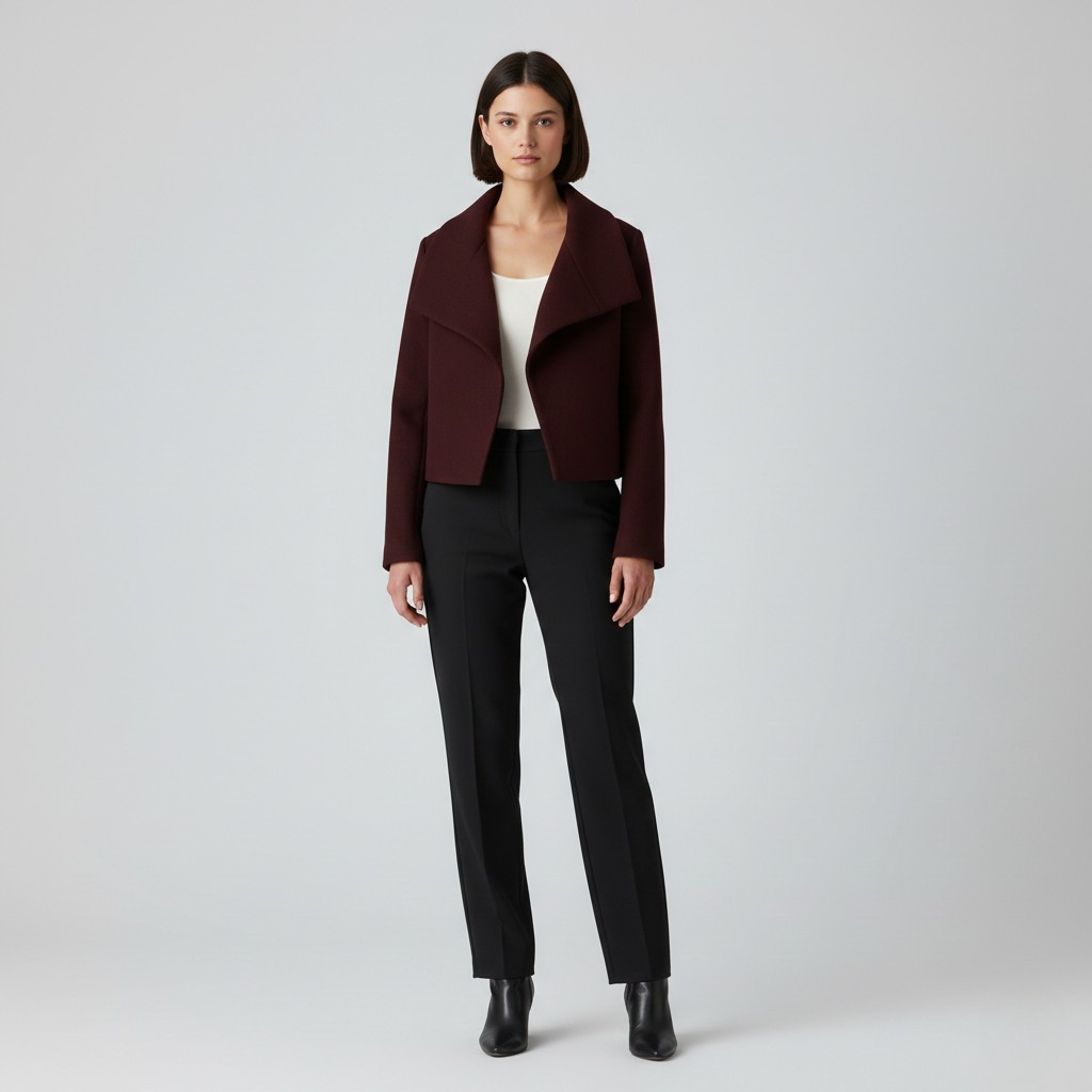 Women's Cropped Draped-Collar Jacket