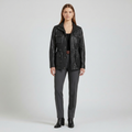 Women's Belted Cropped Faux-Leather Moto Jacket