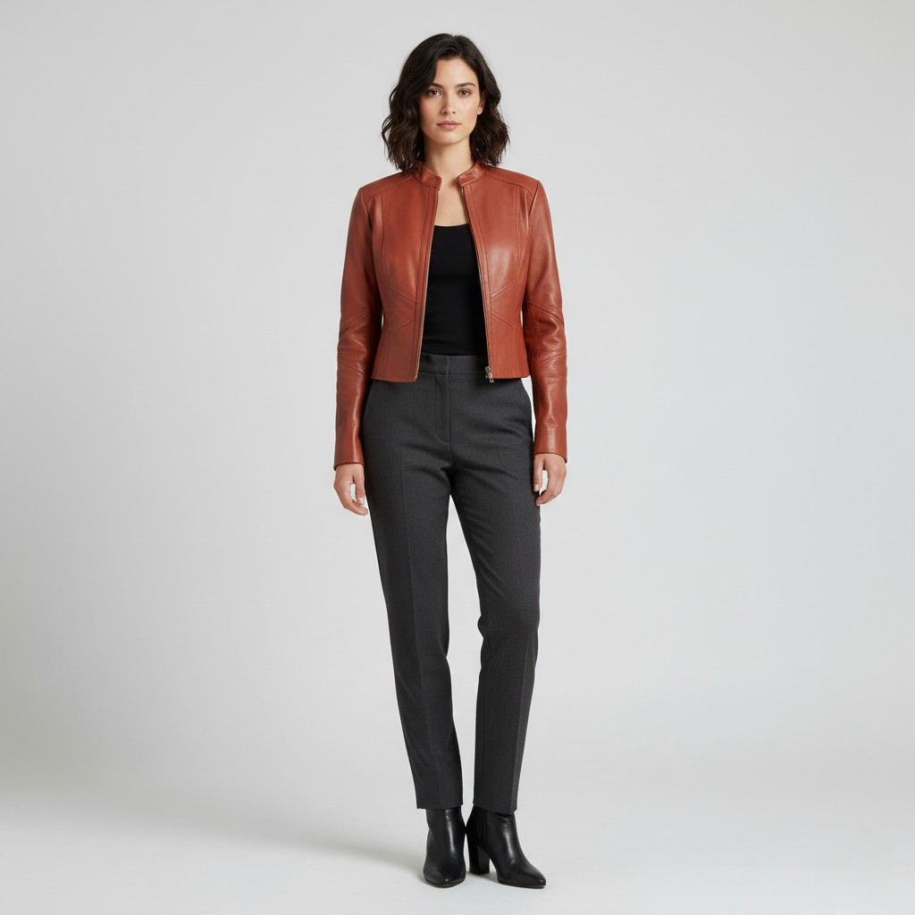Women's Cropped Faux-Leather Jacket