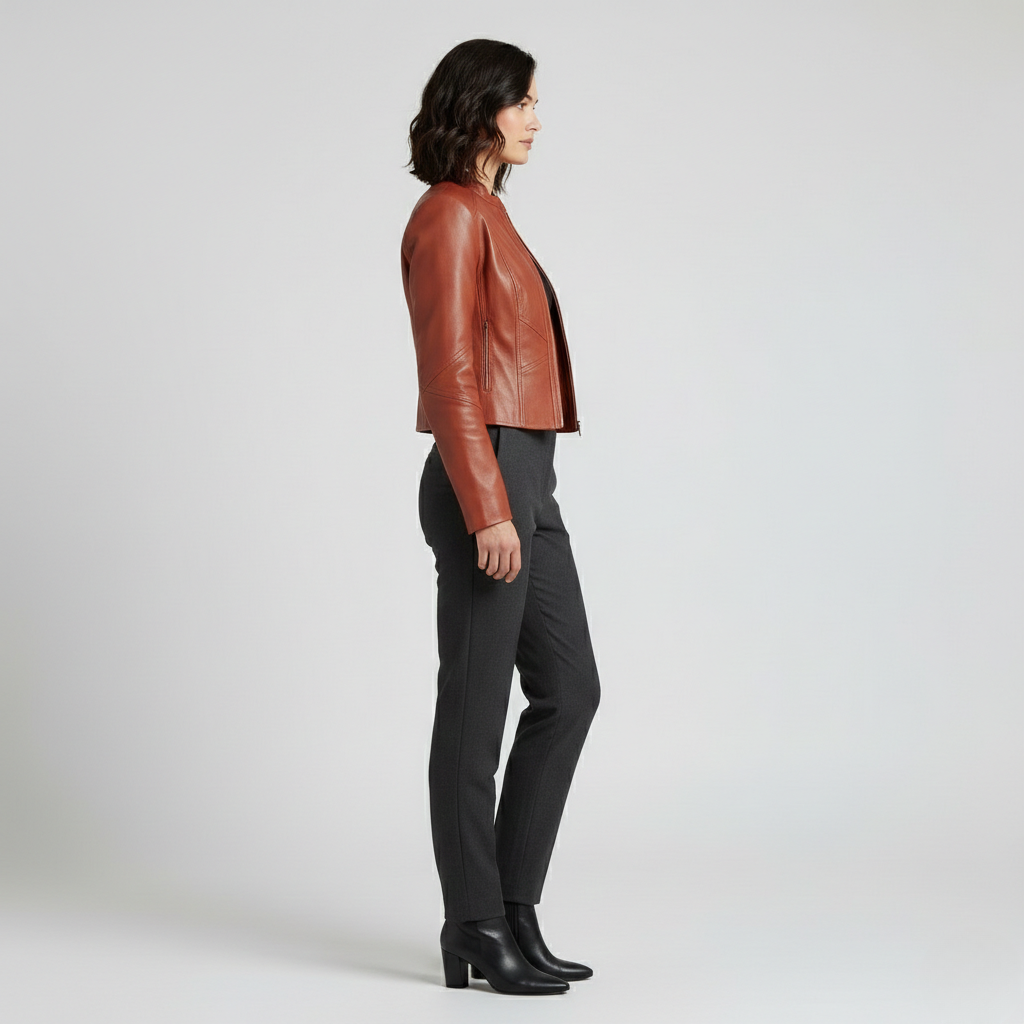 Women's Cropped Faux-Leather Jacket