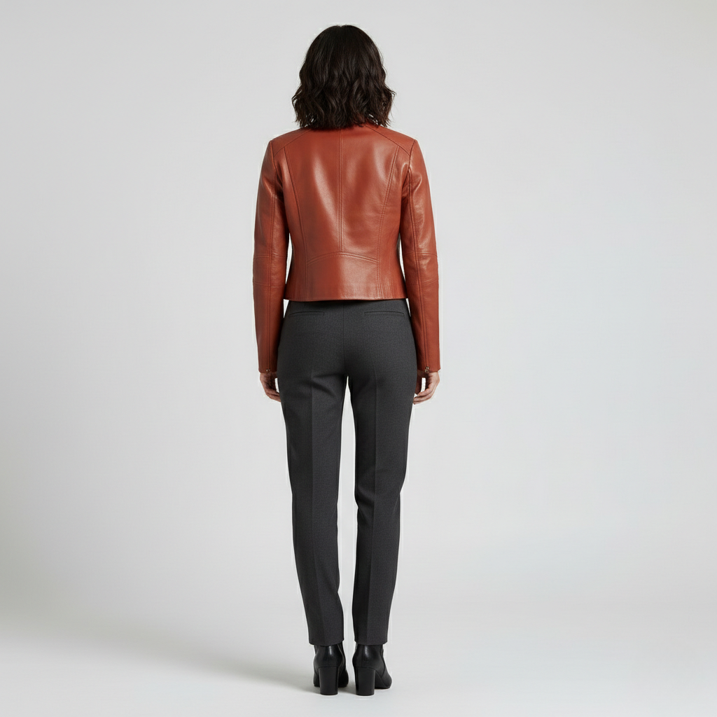 Women's Cropped Faux-Leather Jacket