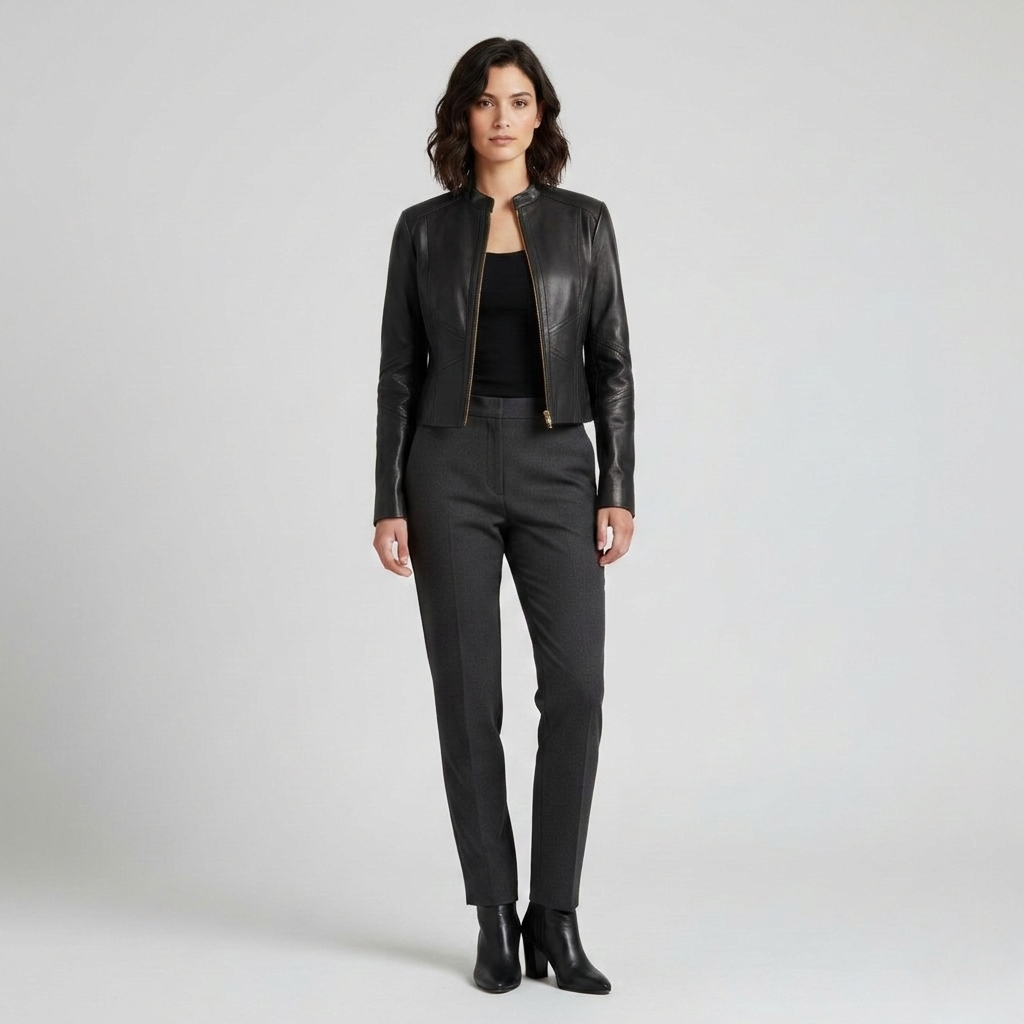 Women's Cropped Faux-Leather Jacket