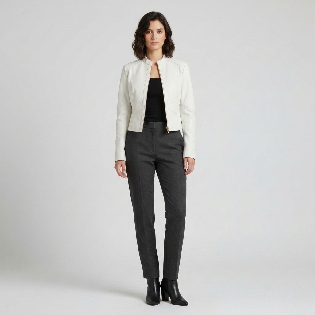 Women's Cropped Faux-Leather Jacket