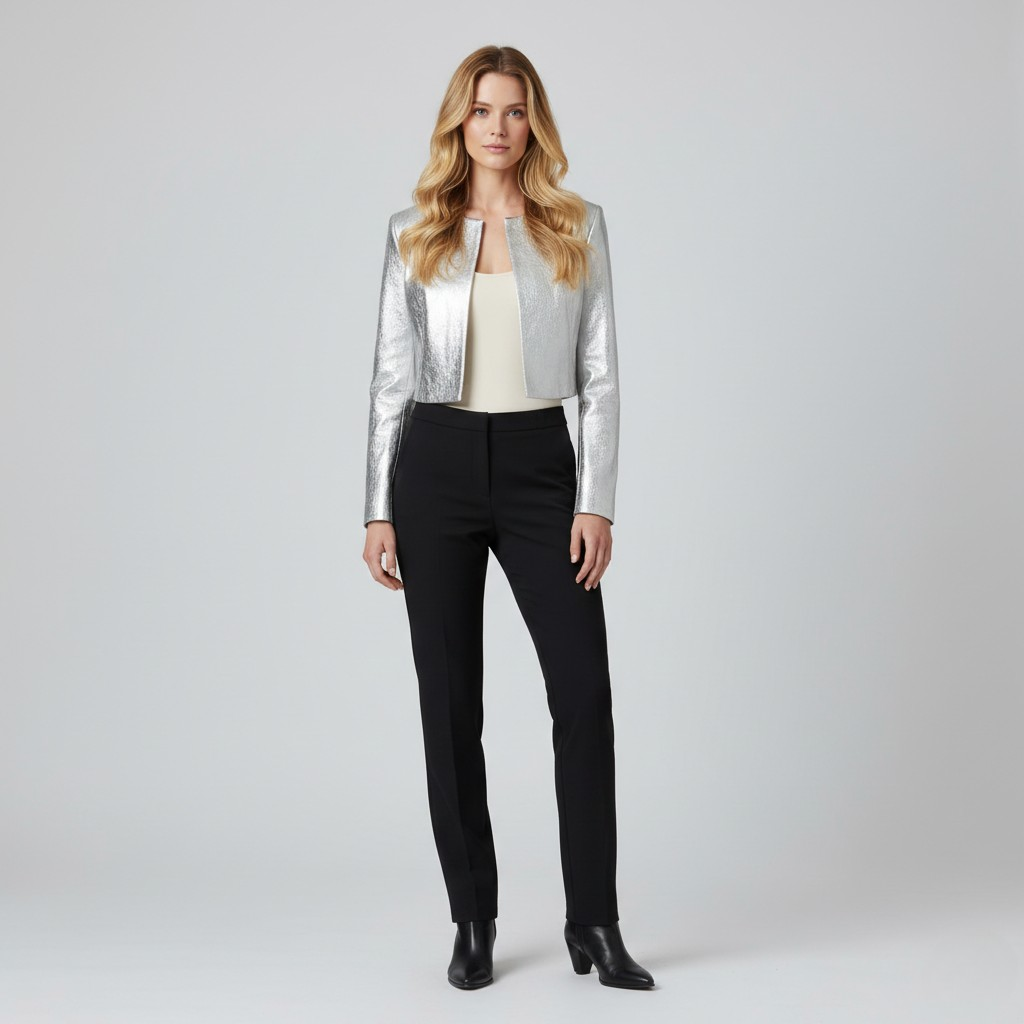 Women's Metallic Cropped Statement Jacket