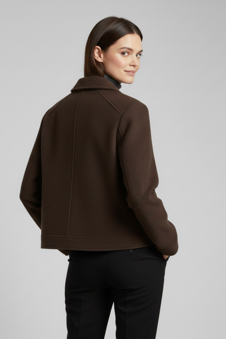 Women’s Bomber Jacket with Lapel Collar and Zip Fastening