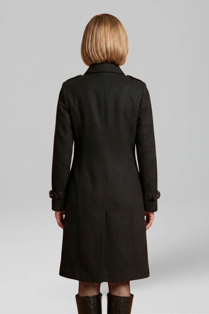 Women’s Coat with Double-Breasted Buttons and Long Sleeves